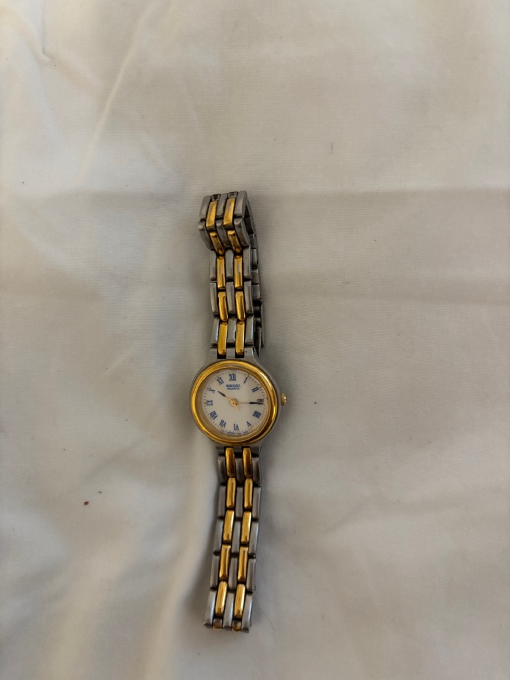 Seiko Two-Tone Gold and Silver Ladies Bracelet Watch with White Dial